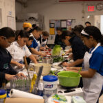Jamie Oliver visits middle school students at Cornelia Connelly middle school on the Lower East Side