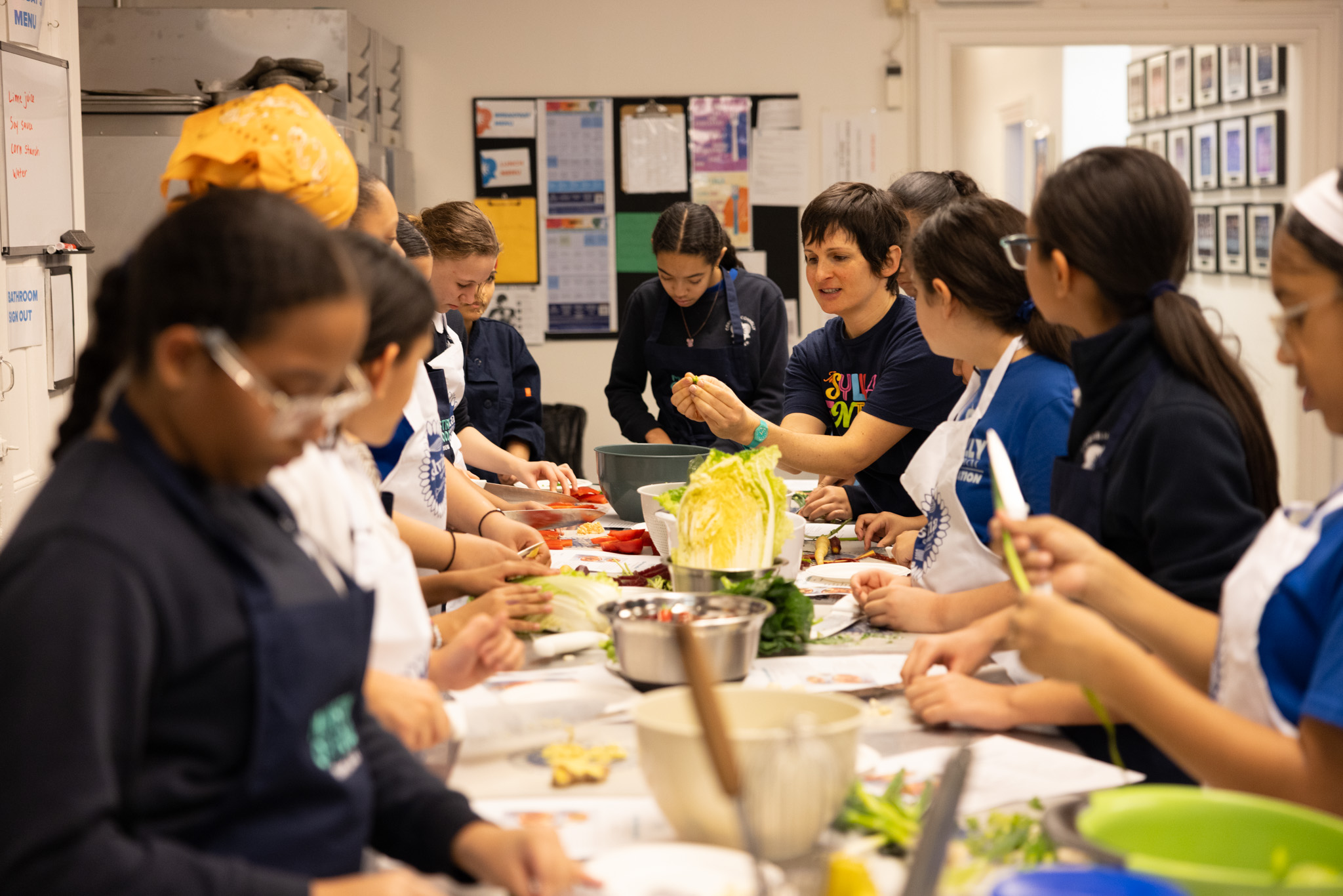 The Sylvia Center Education Programs Director Beth Bainbridge teaches students during our collaboration with Jamie Oliver