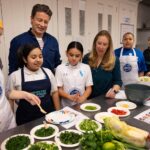 Jamie Oliver visits middle school students at Cornelia Connelly middle school on the Lower East Side