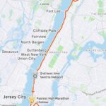A map of TCS NYC Marathon runner Morgan's sunrise run across the length of Manhattan